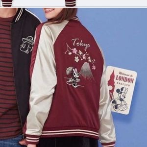 Rare Uniqlo Disney Mickey Minnie Varsity Bomber Jacket S